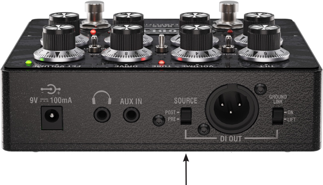 What does the Laney DB-Pre source switch do 650x373