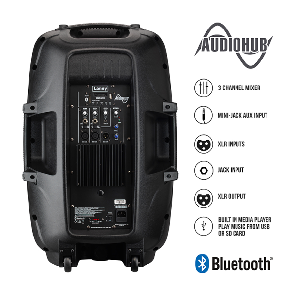 Photo of AUDIOHUB VENUE AH115-G2 2-way speaker with integrated mixer, BLUETOOTH equipped. - Back