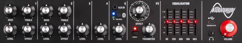 Photo of AUDIOHUB AH400 400W Multi-Instrument Combo Amplifier,15" Driver, Bluetooth & USB Type C. - Panel