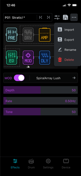 Import/Export Screen