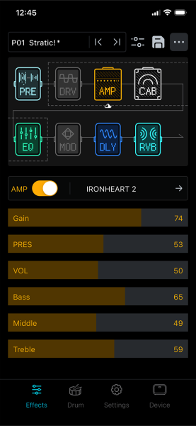 AMP Editing Screen